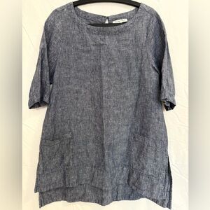 Blue Jean look 100% Linen Tunic T-Shirt Dress
